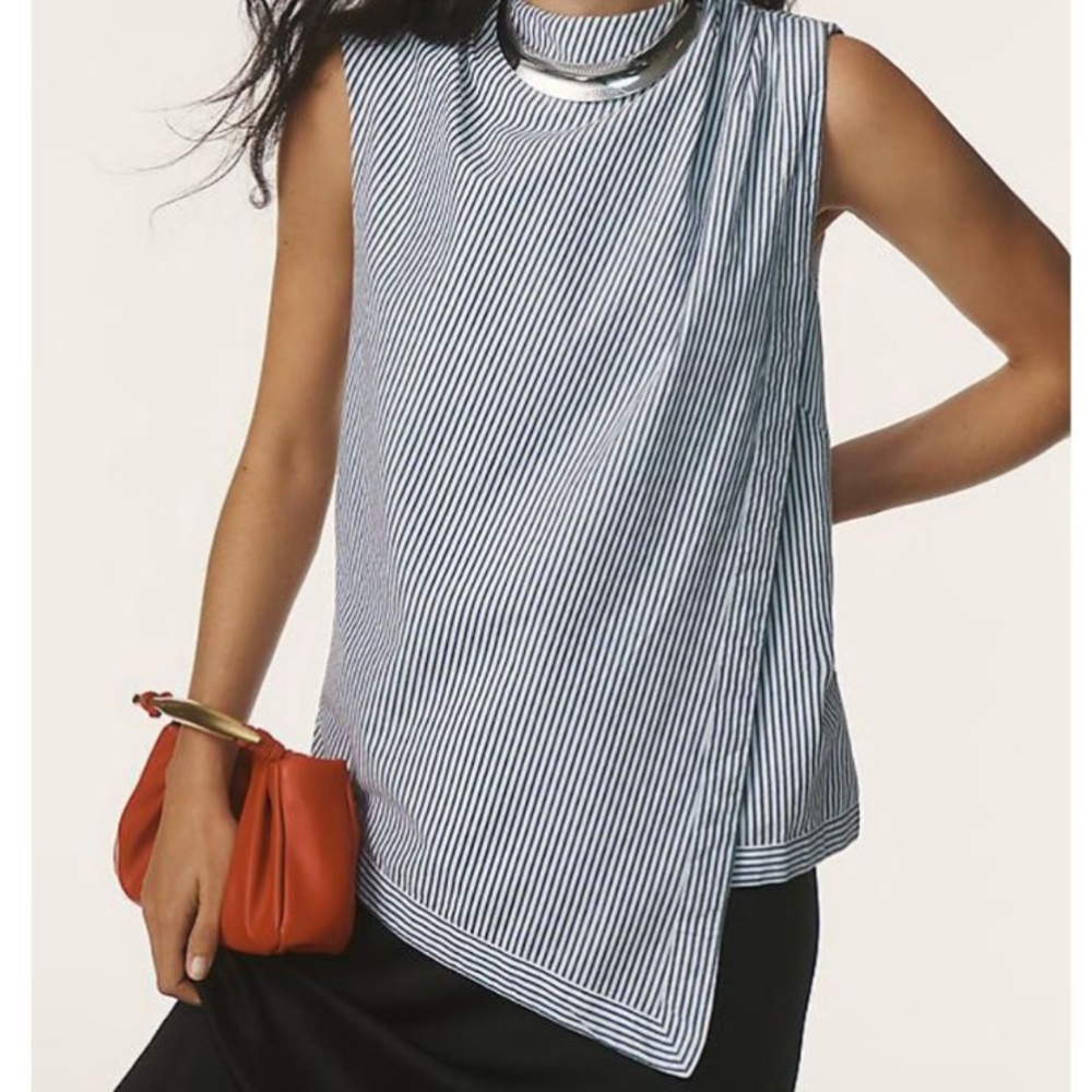 Maeve Black and White Striped Blouse